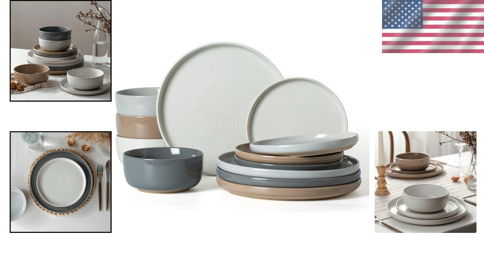 Elegant 12-Piece Dinnerware Set - Including Plates and Bowls for Festive Meals