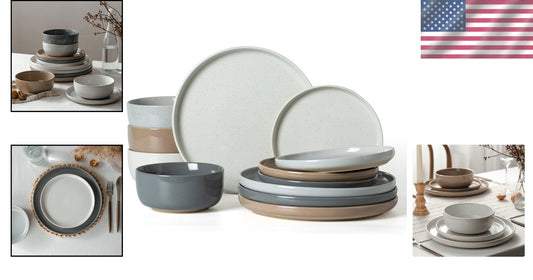 Elegant 12-Piece Dinnerware Set - Including Plates and Bowls for Festive Meals