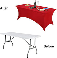 Load image into Gallery viewer, Transform Your Events with 6-Pack Red Spandex Fitted Table Covers for 6ft Tables