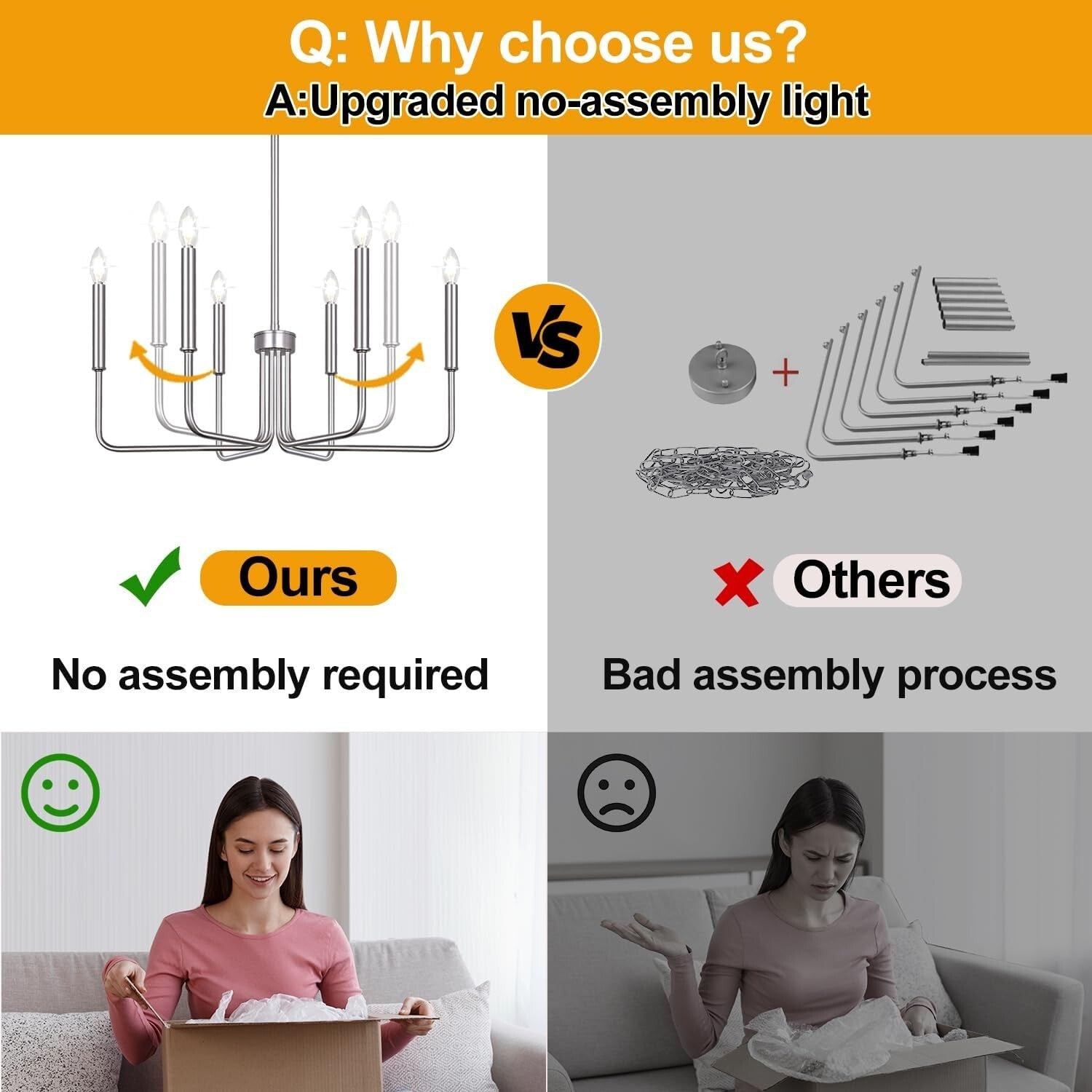 Adjustable Height 6-Light Brushed Nickel Chandelier - Modern Farmhouse Style