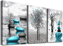 Load image into Gallery viewer, Inspirational Black and White Abstract Canvas Art - 3 Piece Set Ready to Hang