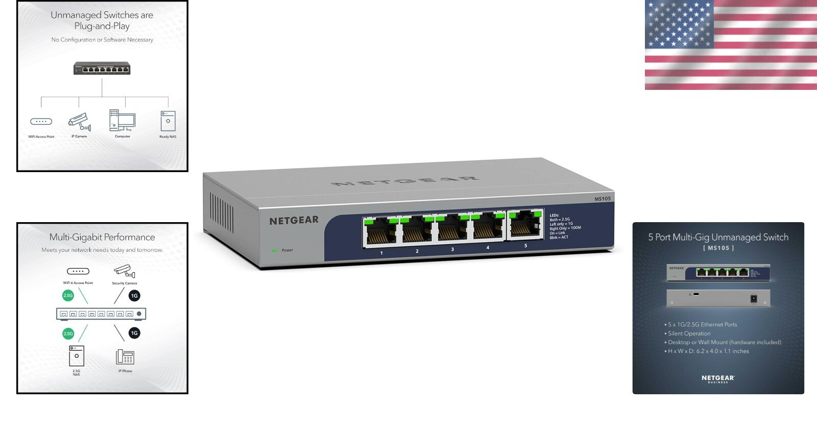 Durable 5-Port Multi-Gig Network Switch - Seamless Integration for Businesses