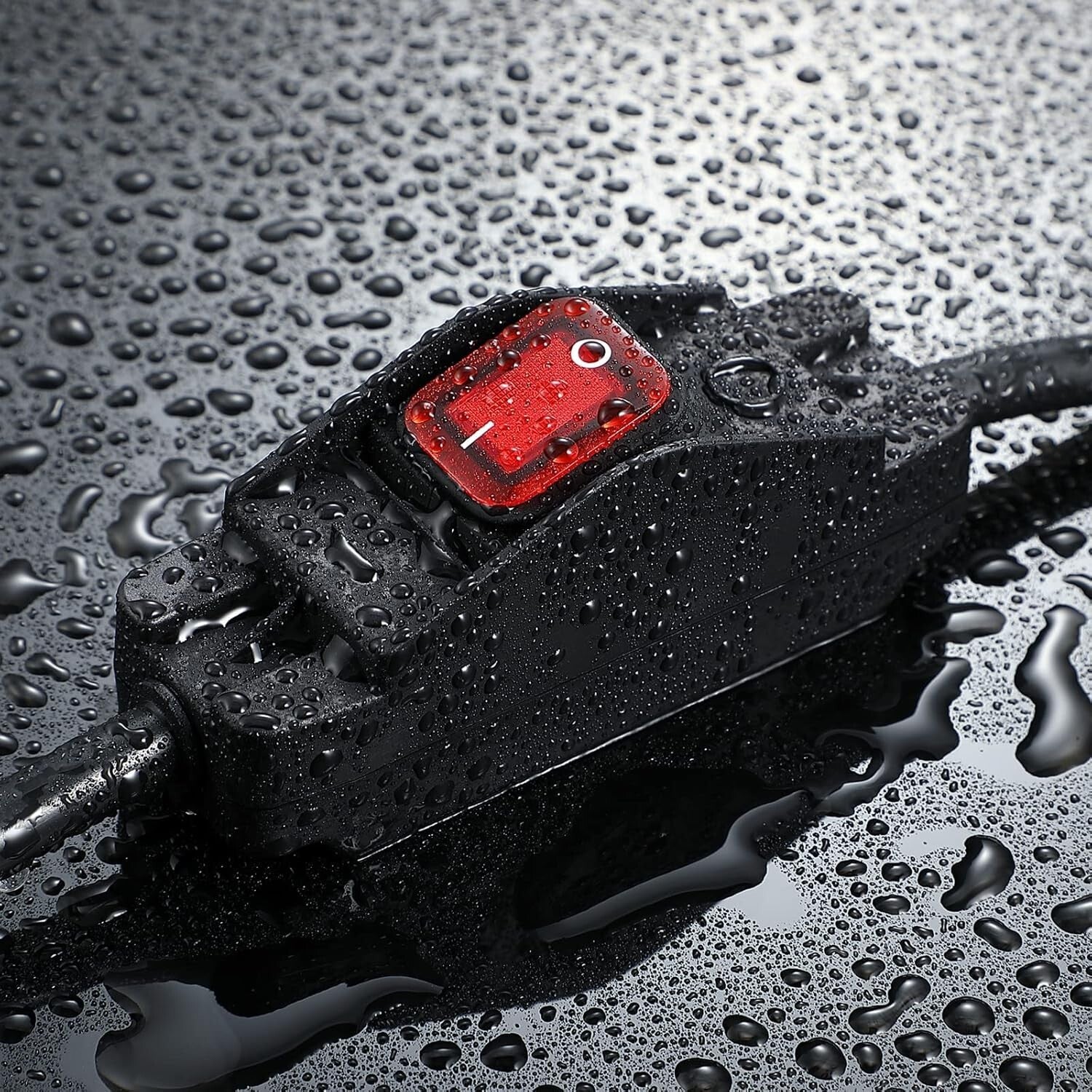 25 Ft Waterproof Outdoor Extension Cord with Inline Switch - Heavy Duty, Black