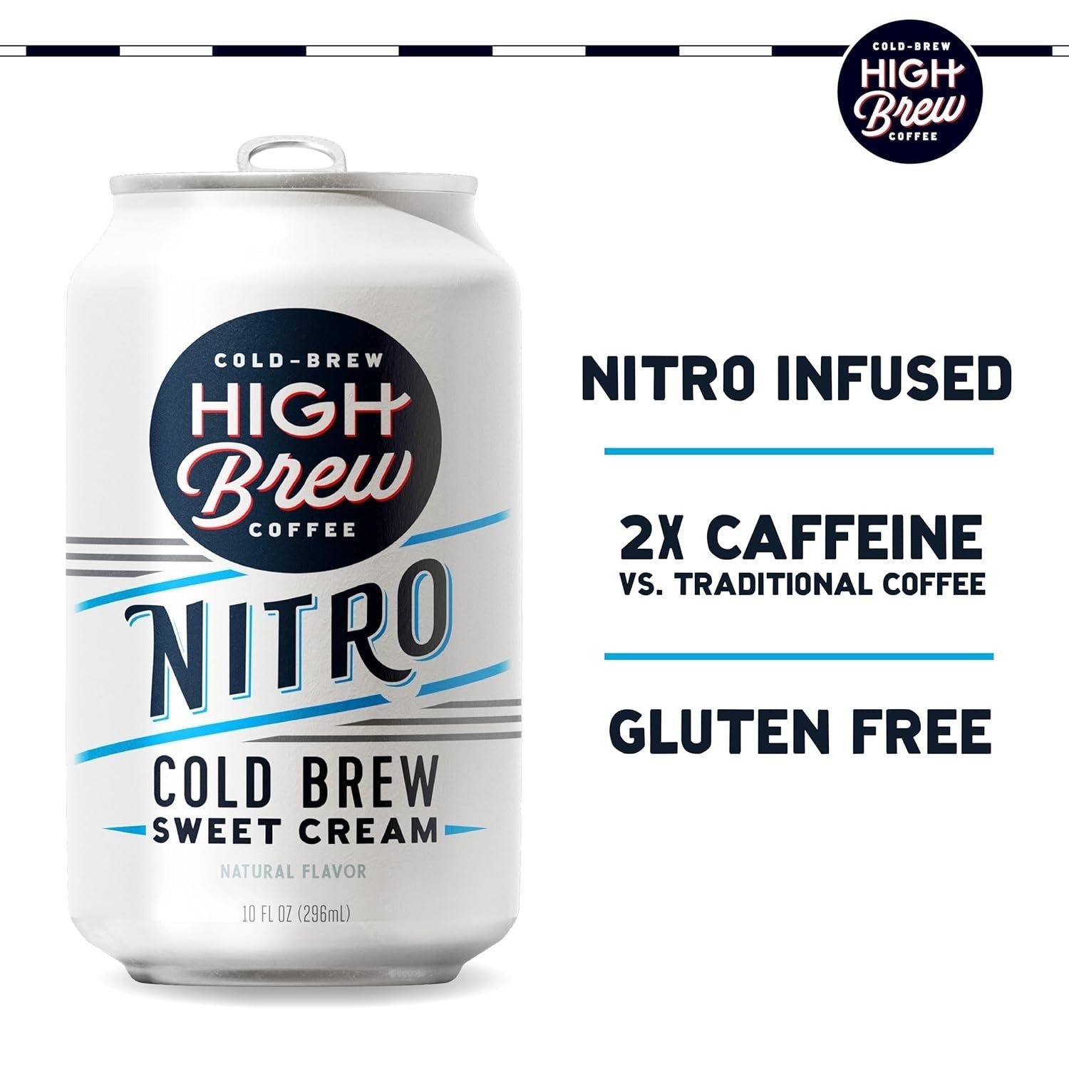 High Brew Nitro Sweet Cream Cold Brew Coffee: 12 Ready-to-Drink Cans, 10 FL Oz