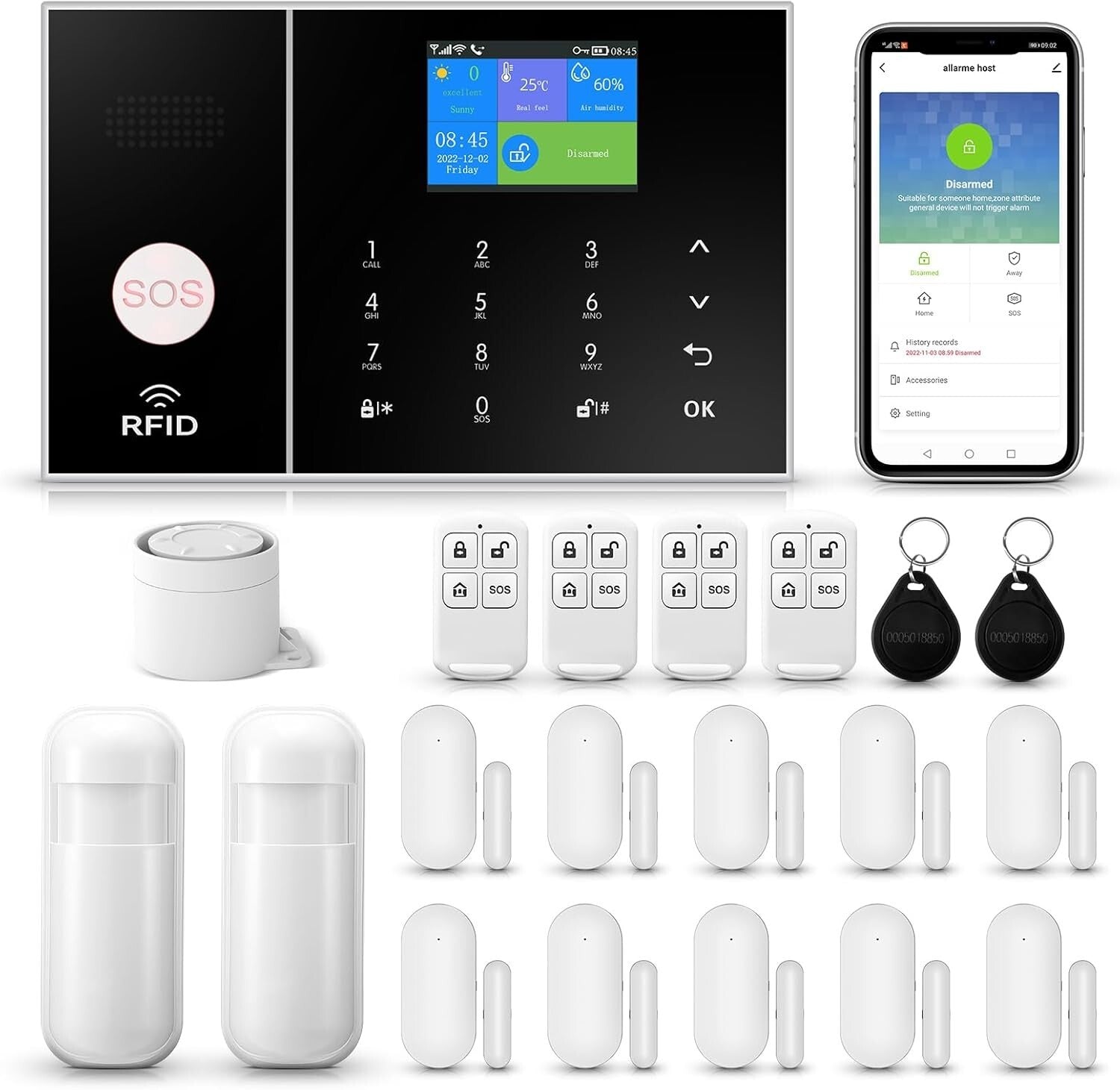 Ultimate Wireless Alarm System: 21-Piece Security Kit with TFT Display & Remote