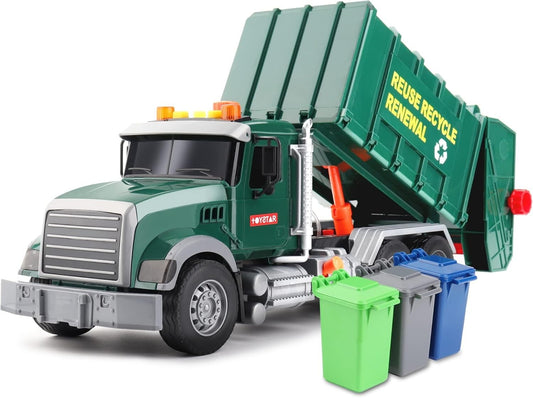Educational Garbage Truck Toy Set - Lights, Sounds & Trash Cans for Toddlers