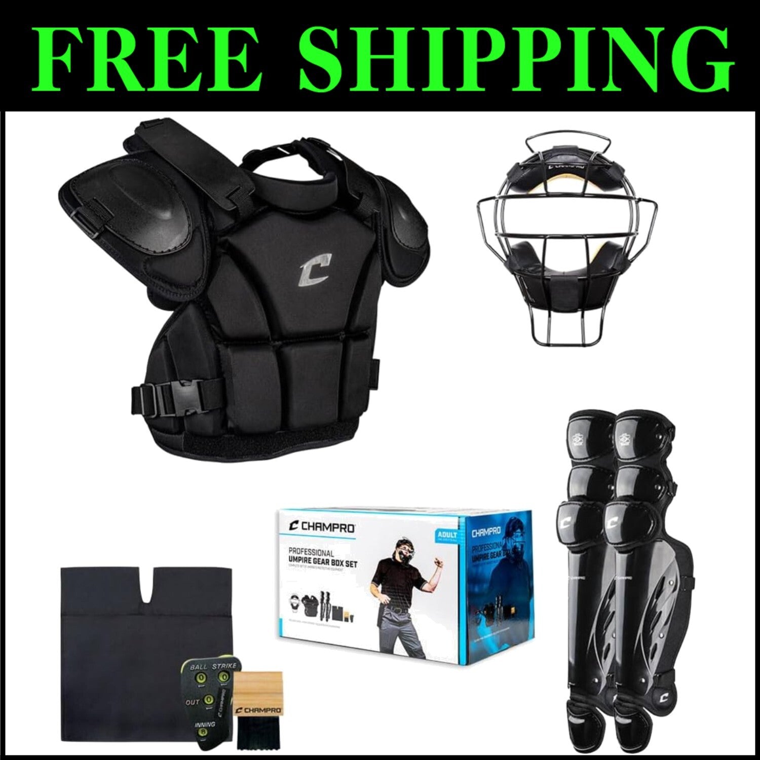 Durable Black Umpire Kit: Essential Gear for Professional Baseball & Softball