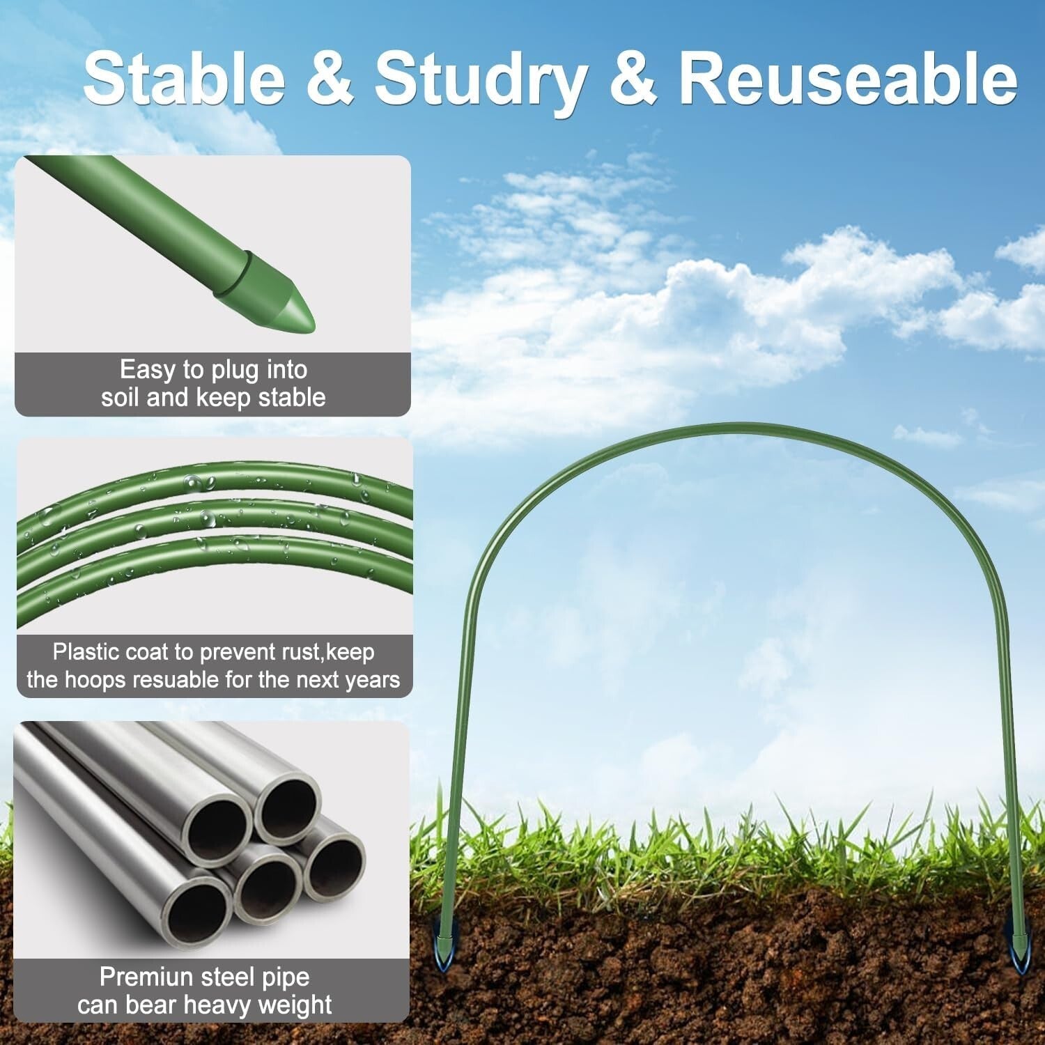Easy to Use 10PCS Garden Hoops – Sturdy Support for Indoor and Outdoor Plants
