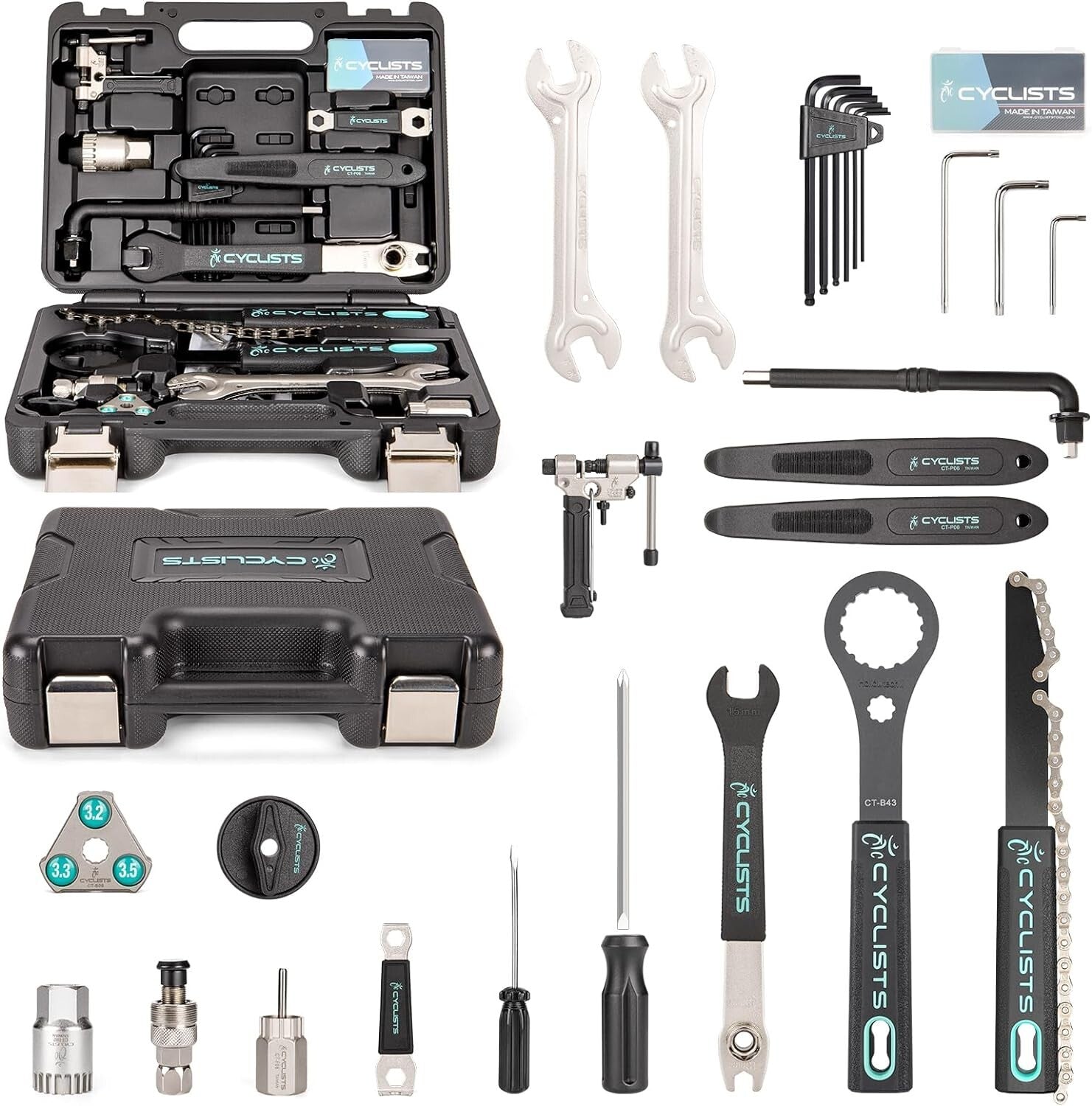 Durable Bike Tool Set with Storage Case - 22 Carbon Steel Tools Included