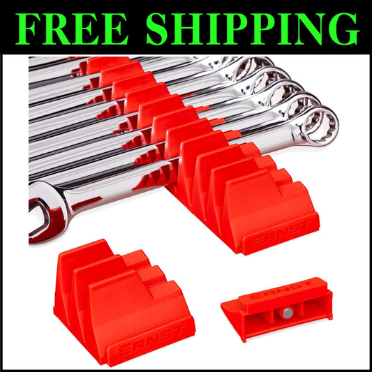 Compact Magnetic Wrench Organizer for 40 Tools - Modular Design, Textured Red