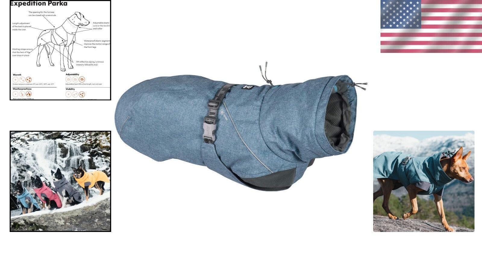 Adjustable Bilberry Dog Coat - 18-Inch Winter Jacket with Reflective Piping