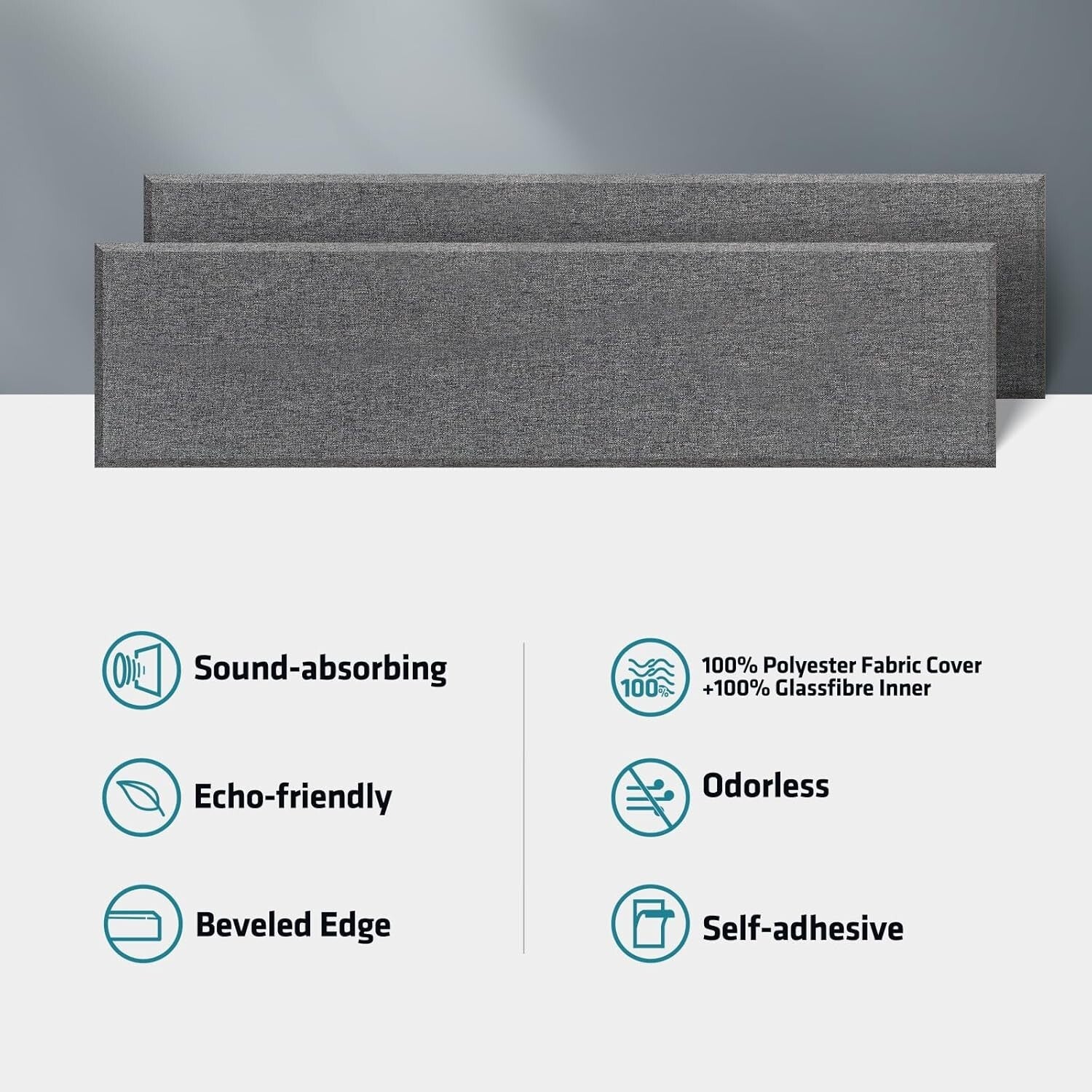 2 PCS Fiberglass Acoustic Panels - 48x12 Sound Absorbing for Studios and Offices