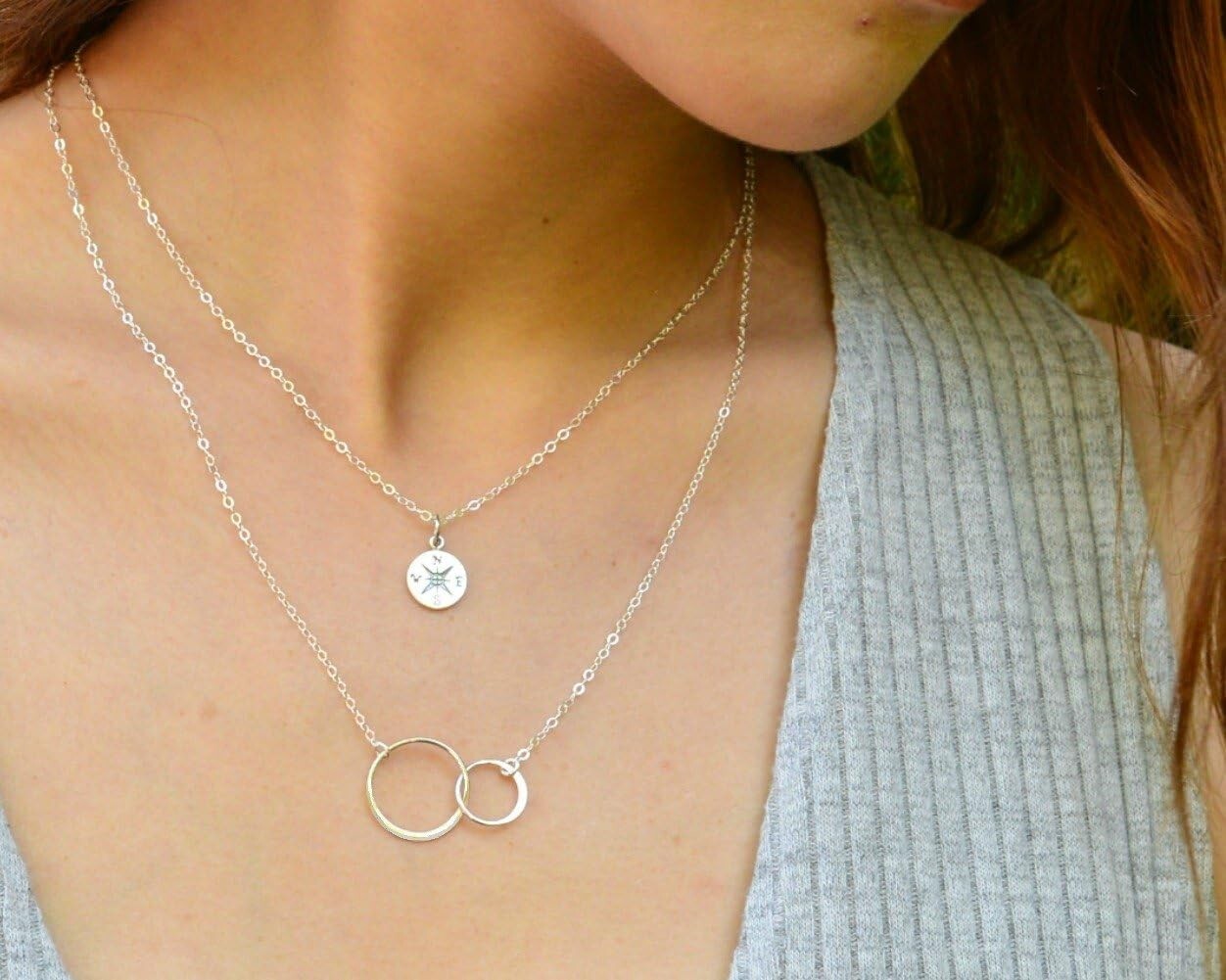 Elegant Infinity Circle Necklace - 19" Sterling Silver Mother & Daughter Gift