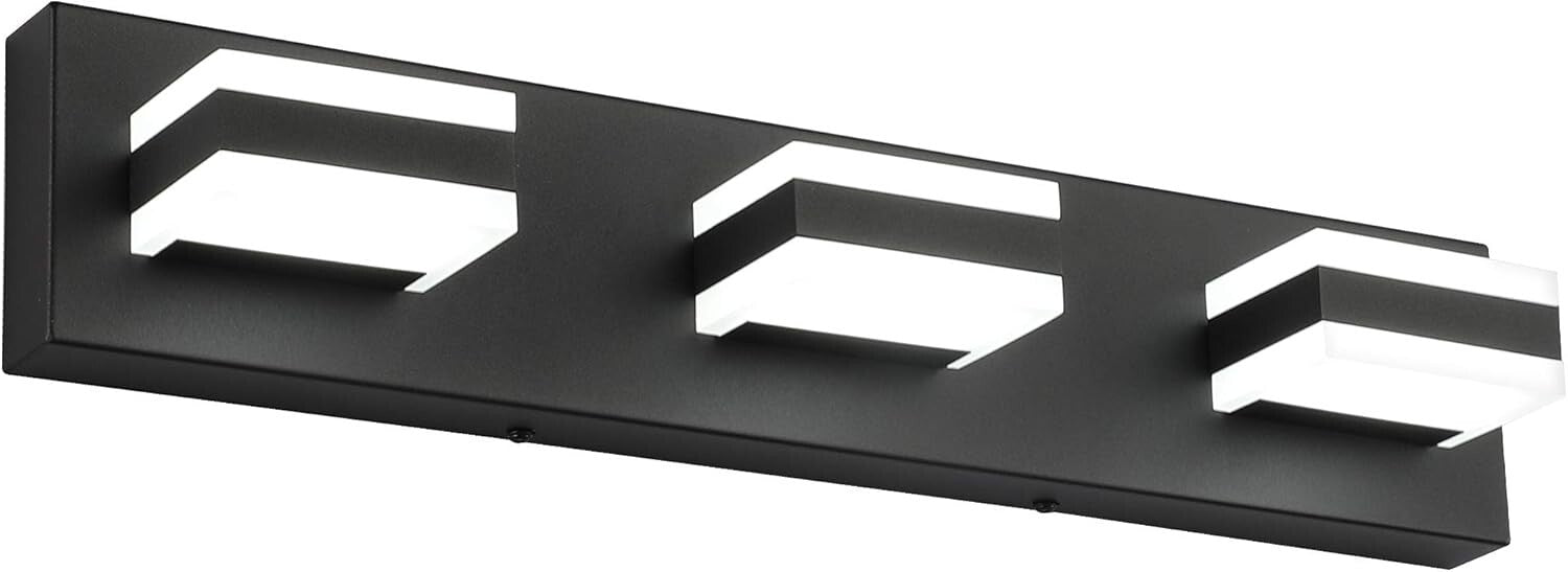 Elegant Matt Black LED Bathroom Vanity Light with 3 Lights - Easy Installation