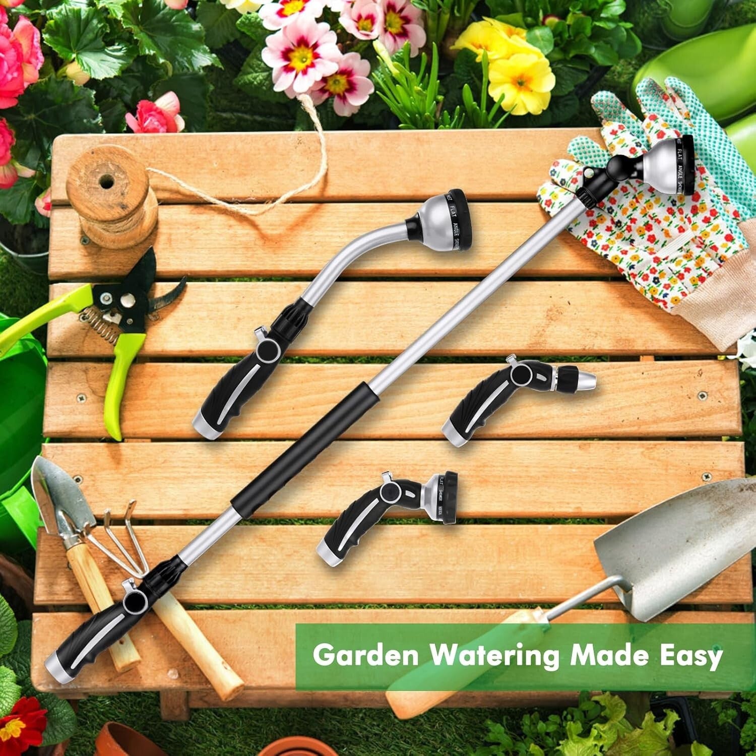 Ergonomic 36" Watering Wand with 10 Spray Patterns - Ideal for Baskets & Plants