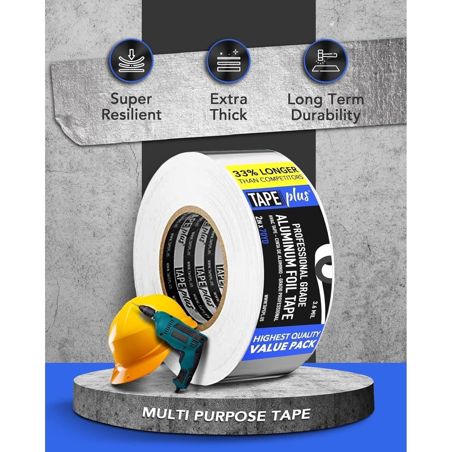 4 Rolls of Premium Aluminum Foil Tape - 2" x 210 Feet for Metal Repair & Sealing