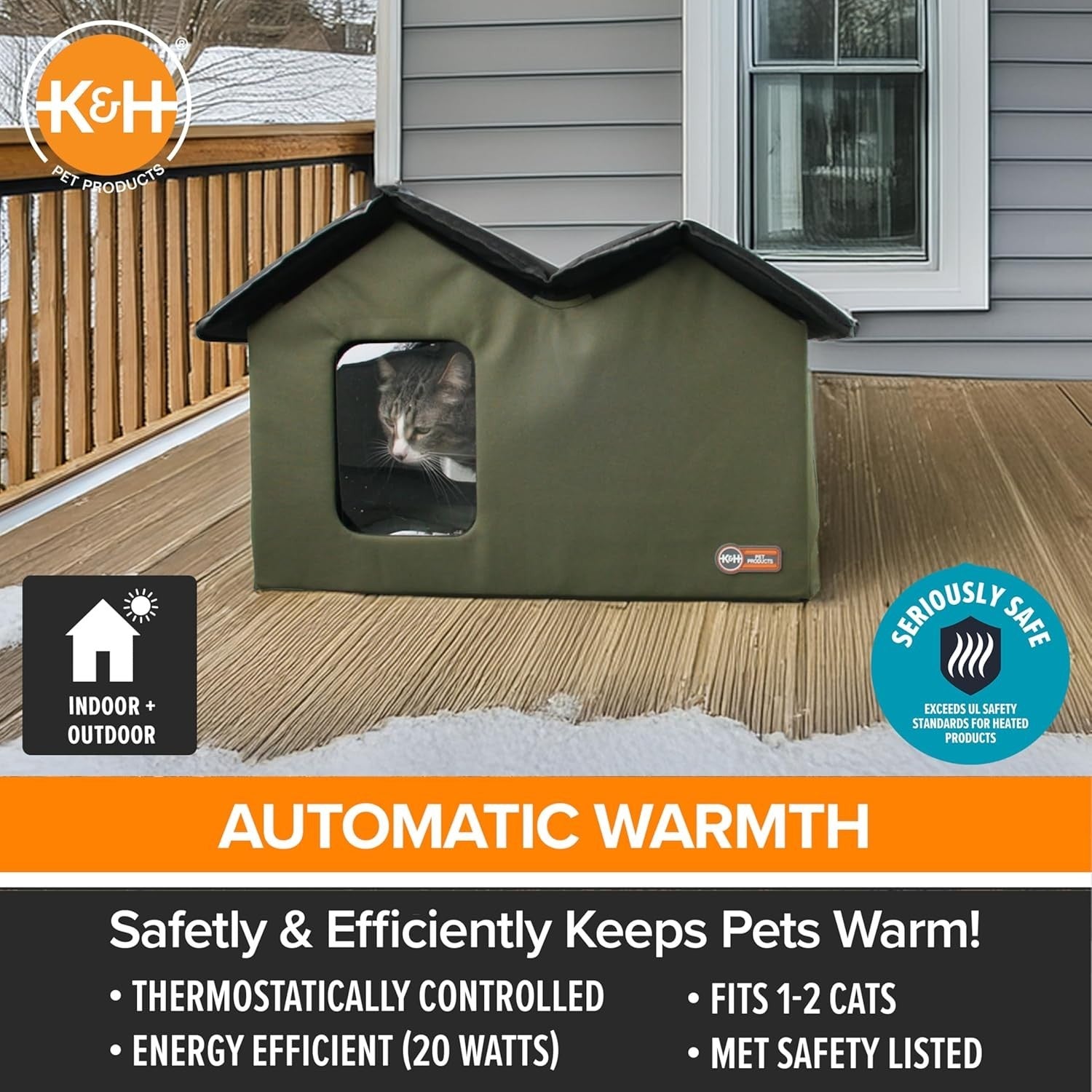 Insulated & Weatherproof Heated Cat Shelter - Extra-Wide Design for Feral Cats