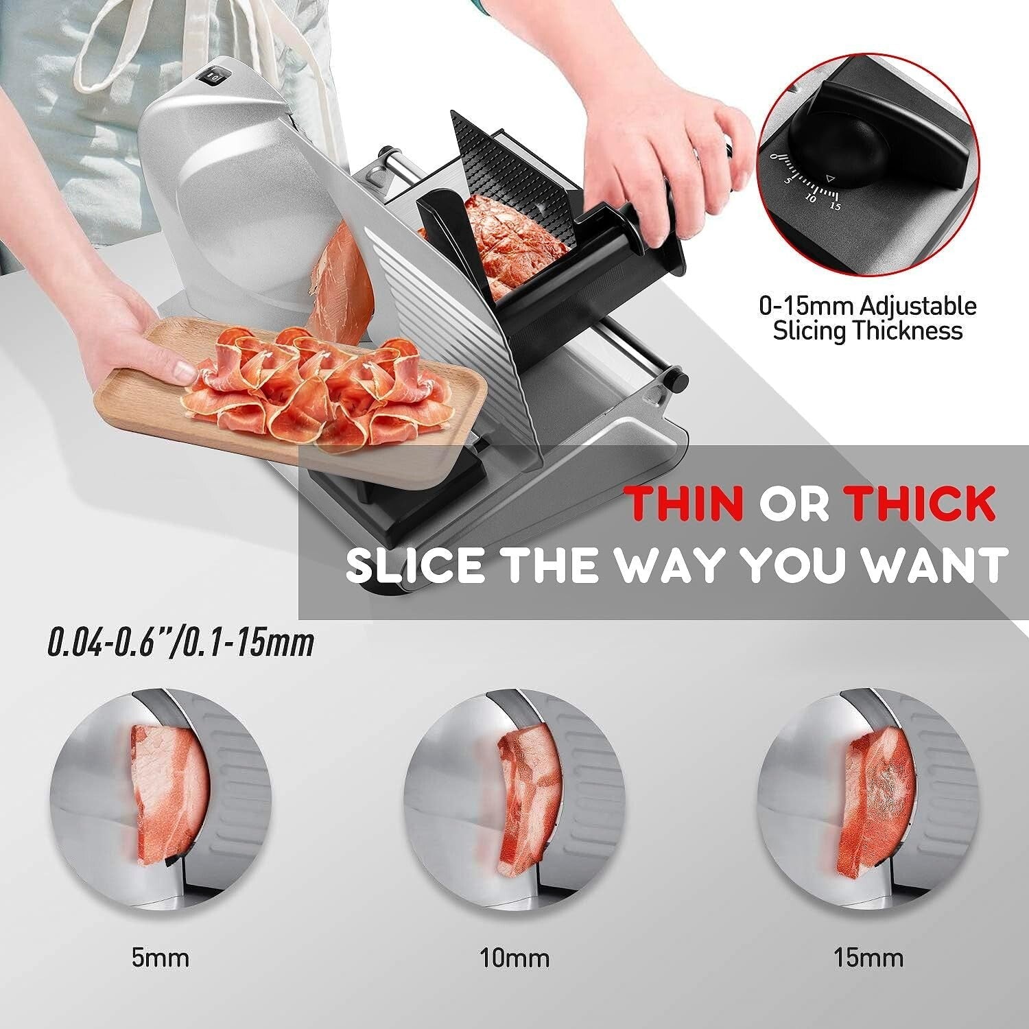 Portable 150W Electric Food Slicer - 7.5" Stainless Steel Blades for Any Kitchen