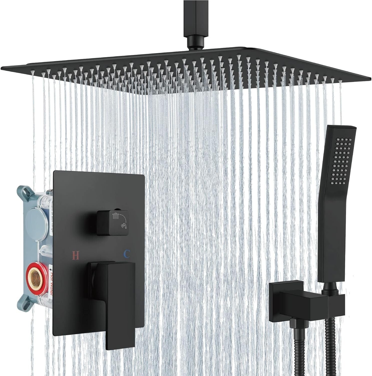 Elegant Matte Black Rain Shower Set with Handheld Spray – Premium High Pressure