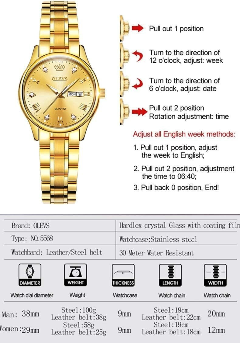 Luxury Analog Quartz Women's Watch with Roman Numerals and Unique Date Feature