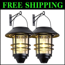 Load image into Gallery viewer, Stylish Waterproof Hanging Solar Lanterns for Garden and Outdoor Use - 2 Pack