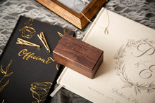Load image into Gallery viewer, Engraved Walnut Ring Box - A Rustic Storage for Wedding and Engagement Rings