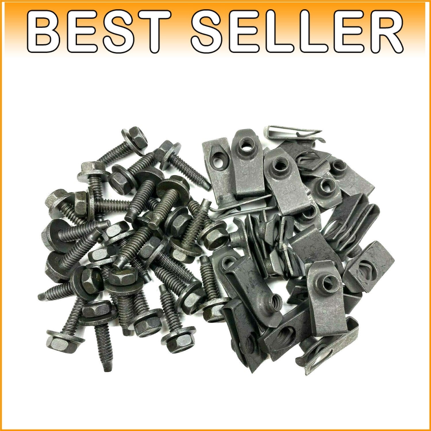 Rust-Resistant Body Bolts & U-Nut Clips - Black Phosphate, 1/4-20 x 1, 50 Pieces