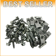 Load image into Gallery viewer, Rust-Resistant Body Bolts &amp; U-Nut Clips - Black Phosphate, 1/4-20 x 1, 50 Pieces
