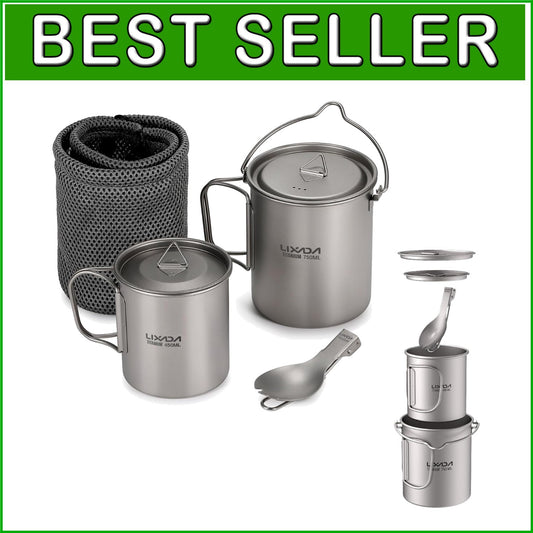 Durable Titanium Camping Cookware with 450ml Coffee Mug & Collapsible Spork