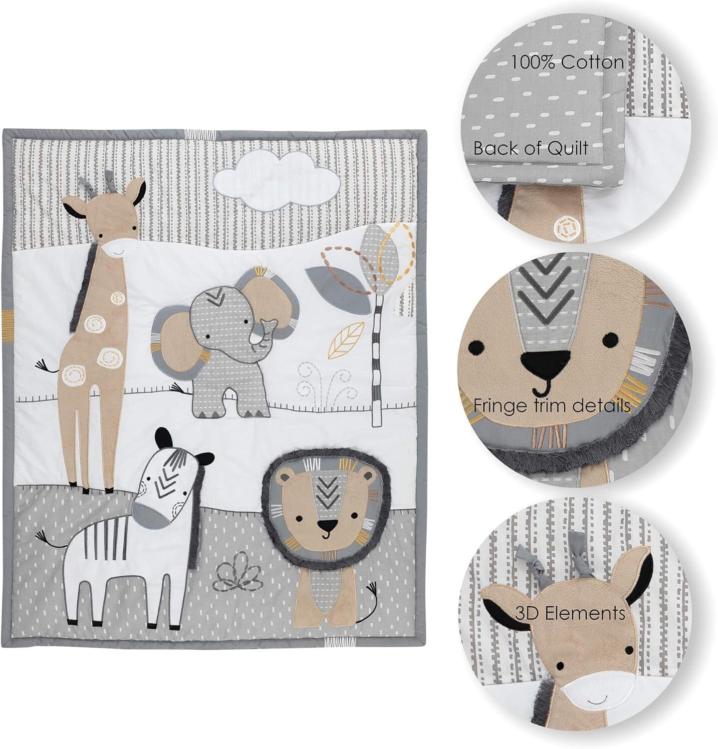 Animal Print Crib Bedding Set - 6-Piece Gender Neutral Nursery Essentials