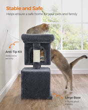 Load image into Gallery viewer, Smoky Gray 26.4-Inch Cat Tree with 2 Caves and Large Perch - Ideal for Kittens