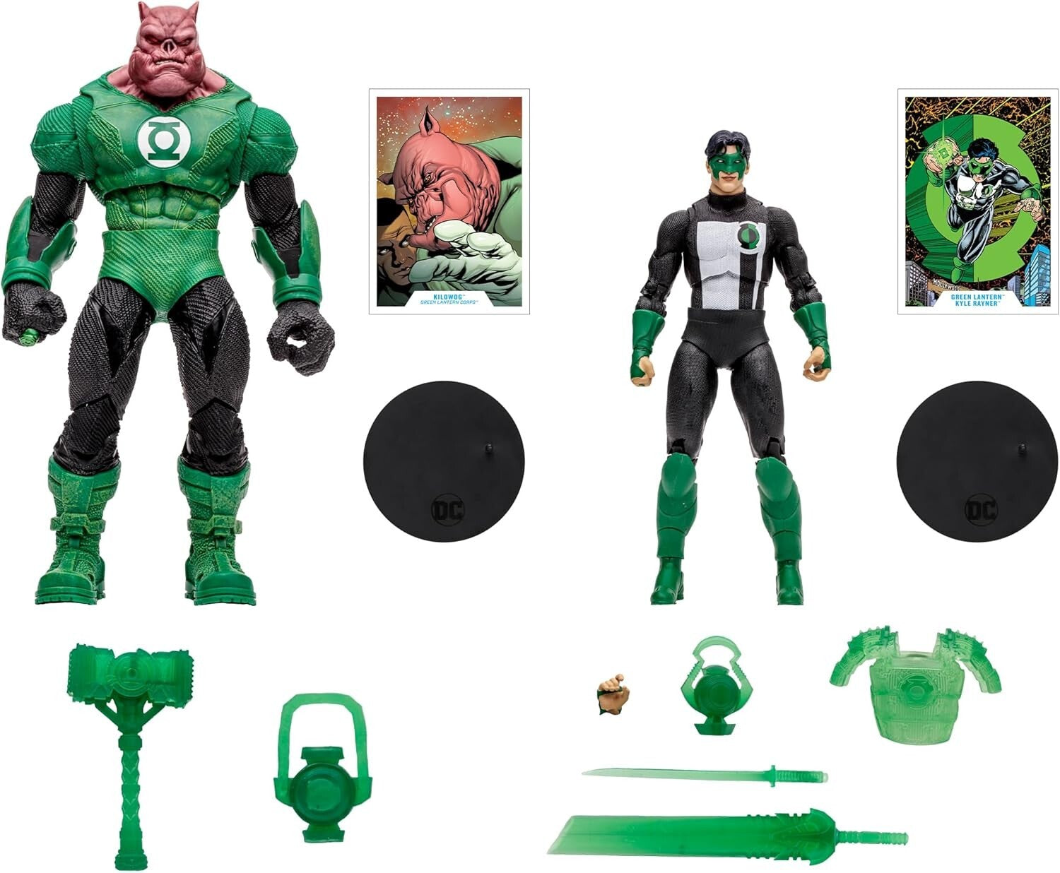 Detailed 7-Inch Kilowog & Green Lantern Action Figures with Collectible Cards