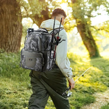 Load image into Gallery viewer, Affordable Fishing Tackle Backpack - 4 Trays, 1200D Nylon, Ultimate Organization