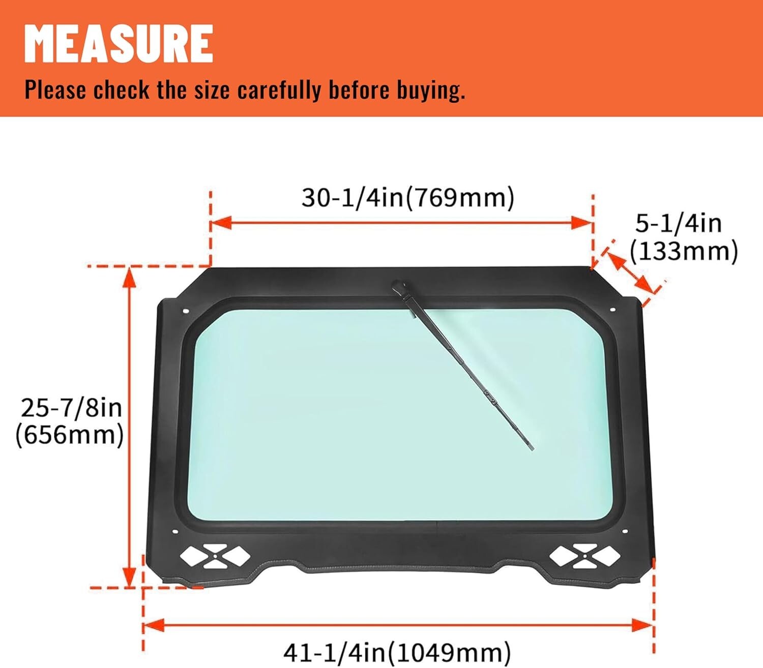 Enhanced Visibility Full Windshield & Wiper for 2014-2018 Polaris RZR XP Turbo