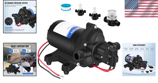 Compact 12V Water Pump with 45PSI Pressure Switch - Ideal for RVs & Campers
