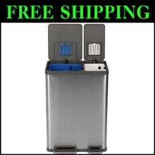 Load image into Gallery viewer, High-Capacity 60L Kitchen Step Trash Can with Dual Compartments &amp; Soft-Close Lid