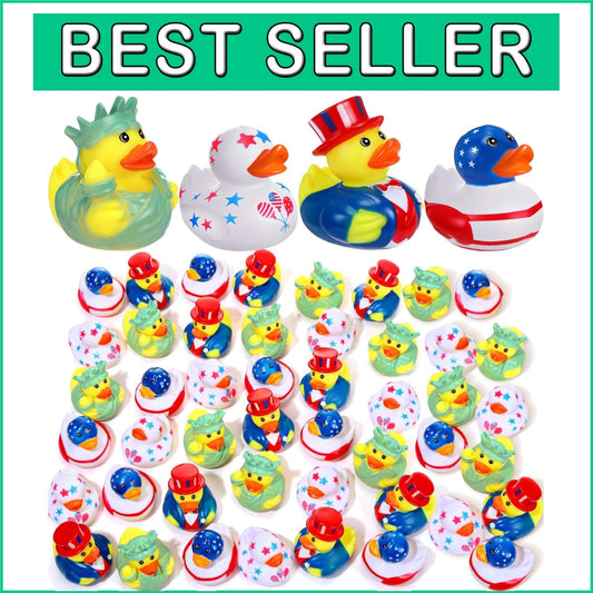 Portable 72-Piece Rubber Duck Set - Perfect for Kids' Independence Day Fun