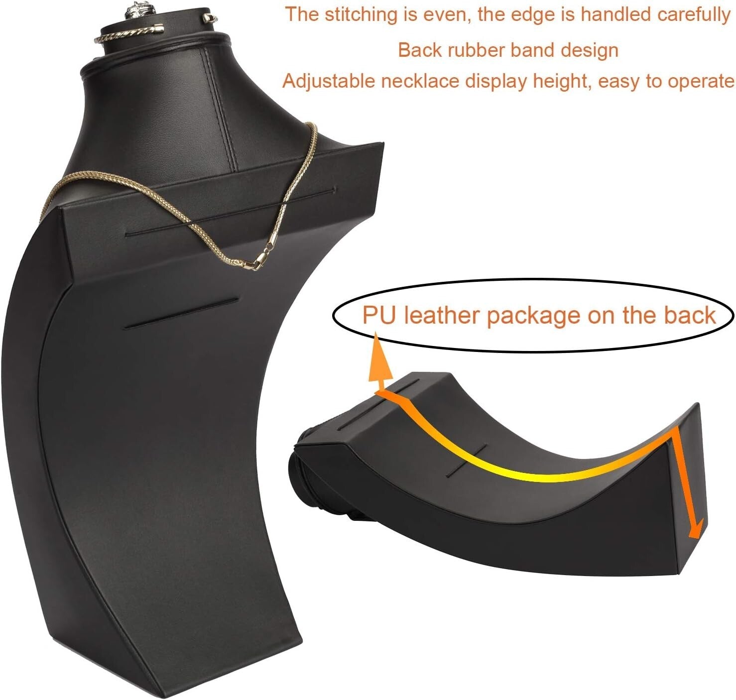 Sophisticated PU Leather Jewelry Display Stand for Rings & Necklaces - 13.9"