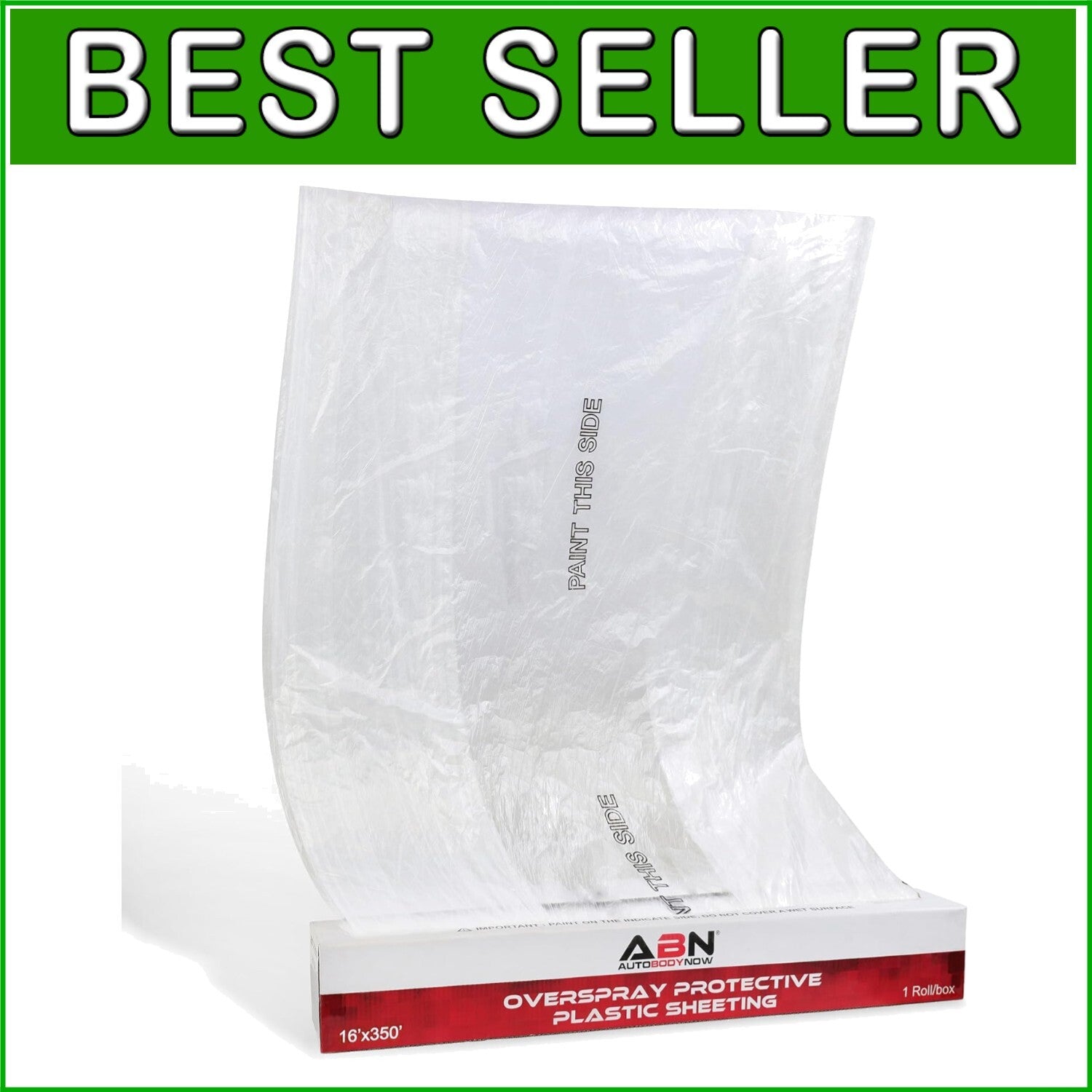 Clear Plastic Sheeting 10 Micron 16 x 350 ft - Premium Automotive Masking Film