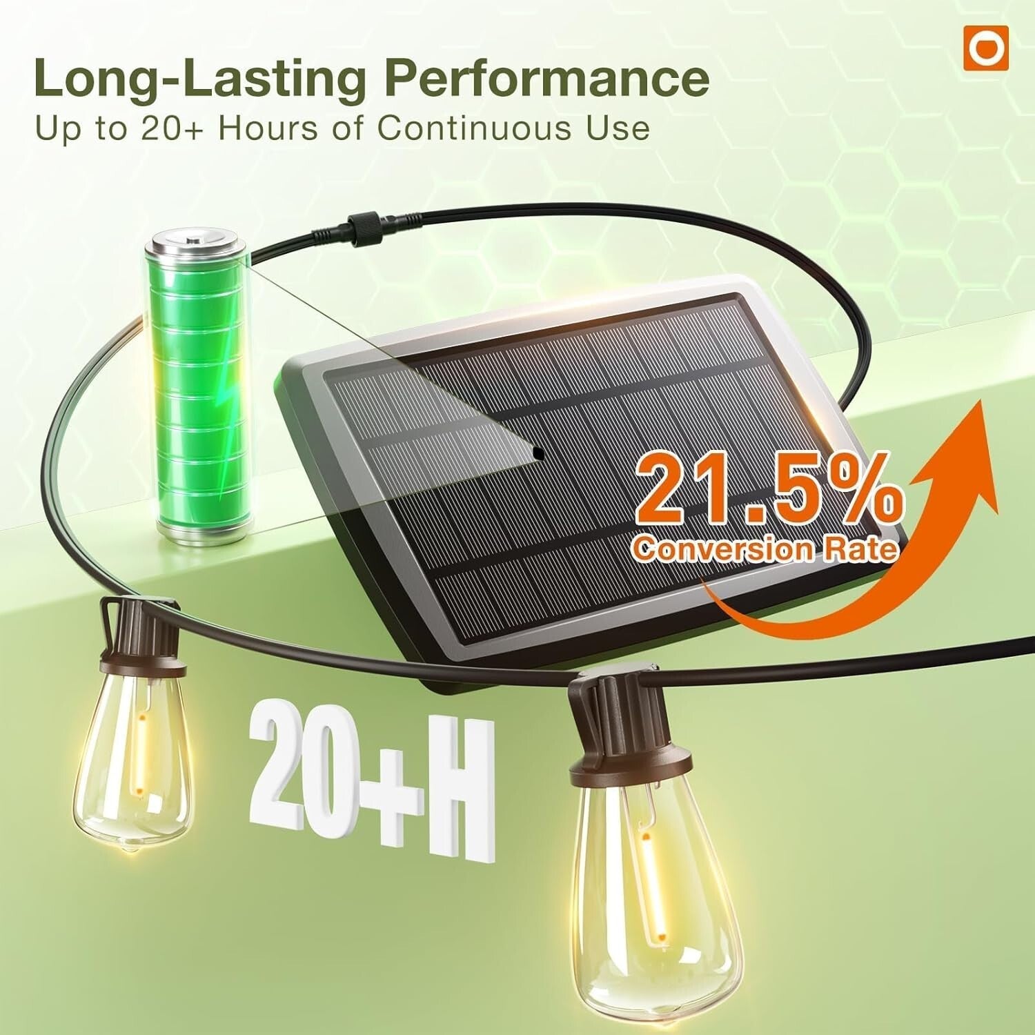 All-Weather Solar String Lights - 24 Shatterproof LED Bulbs Perfect for Patios