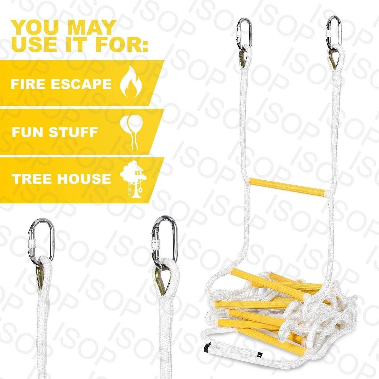 Compact Weather Resistant 8ft Rope Ladder - Ideal for Emergencies & Tree Houses