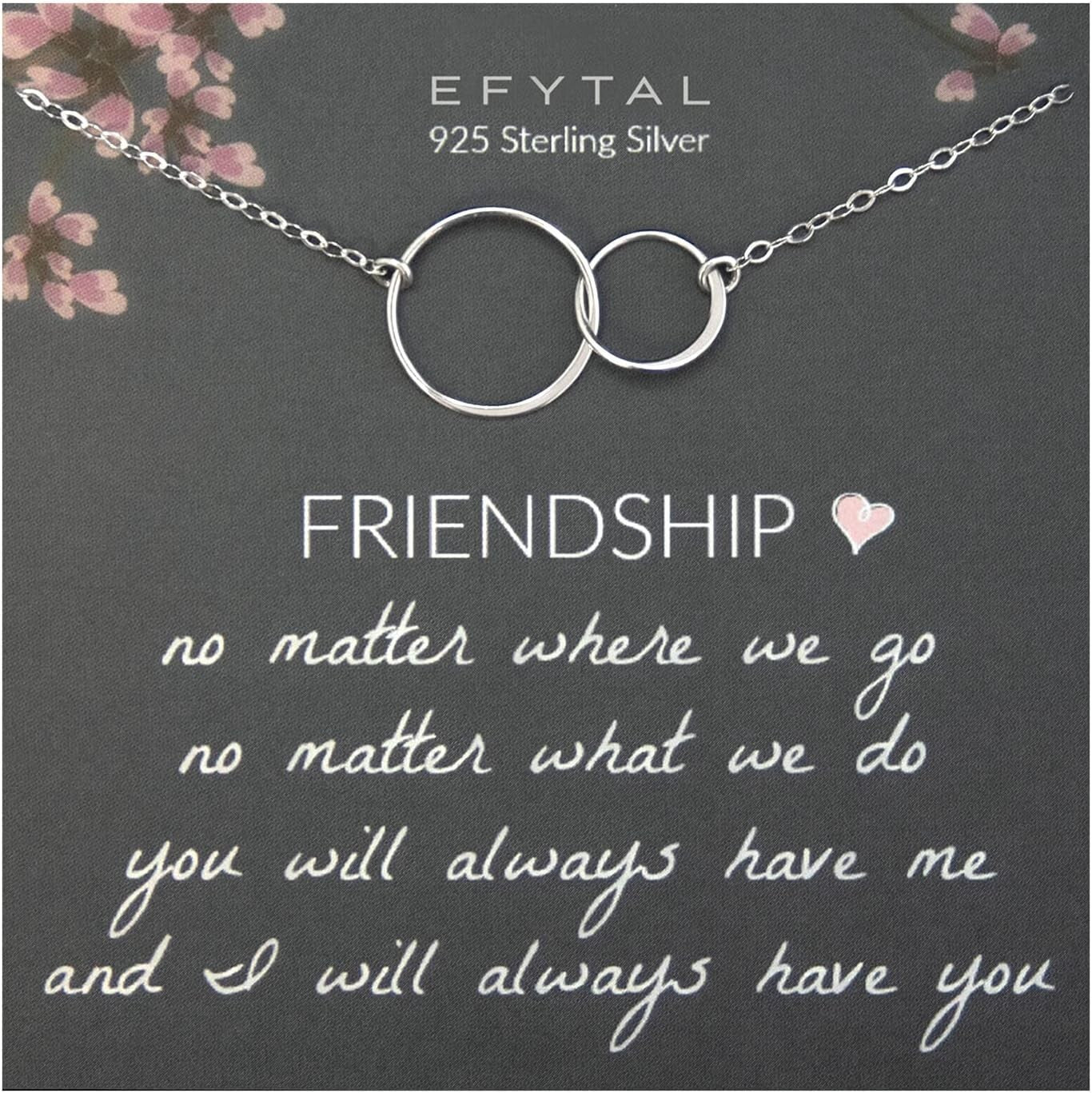 925 Sterling Silver Circle Pendant Friendship Necklace - Best Friend Gifts