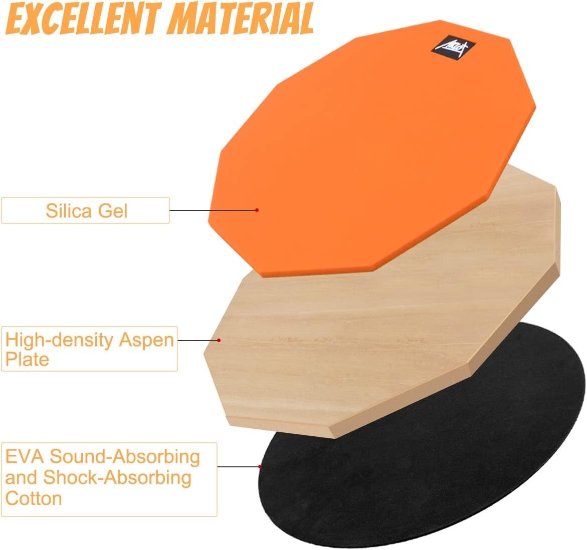 All-in-One 12 Inch Practice Pad Set with Snare Stand and Sturdy Bag for Drummers