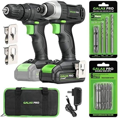Compact 20V Cordless Drill and Impact Driver Combo with 11 Essential Accessories