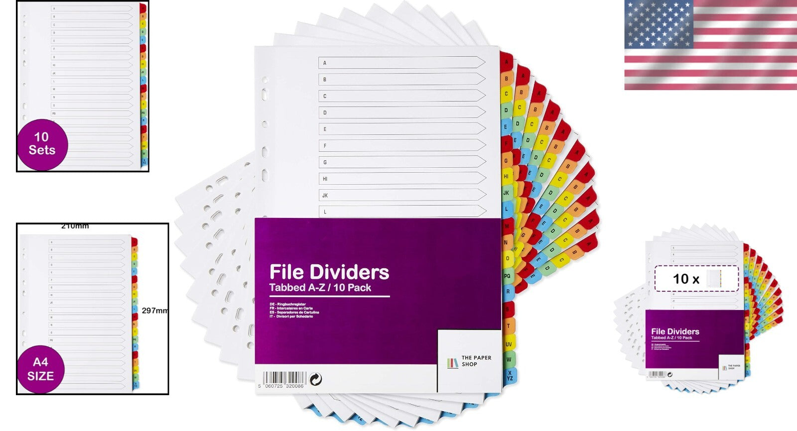 10-Pack A4 Alphabetical File Dividers A-Z for Efficient Binder Organization