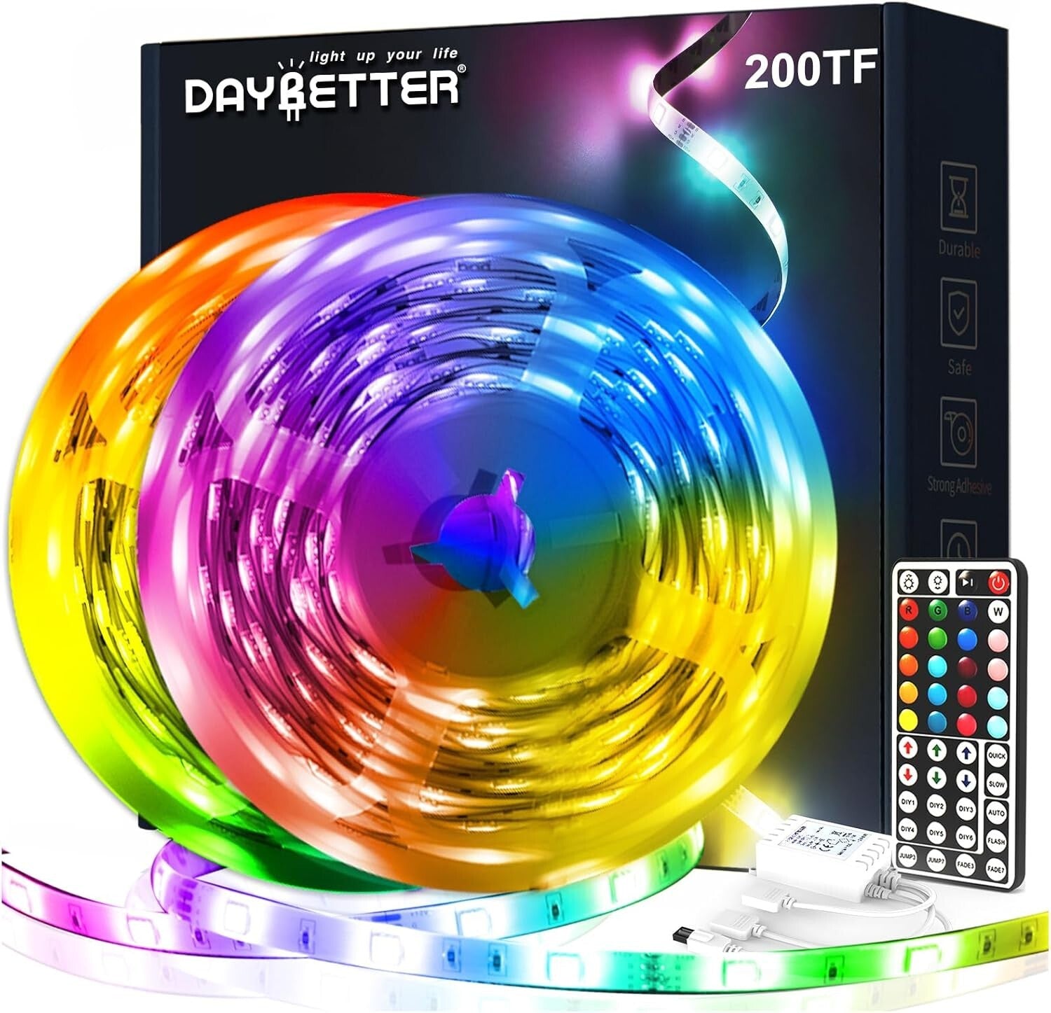 Customizable 200ft LED Strip Lights - 44-Key Remote for DIY Lighting Effects