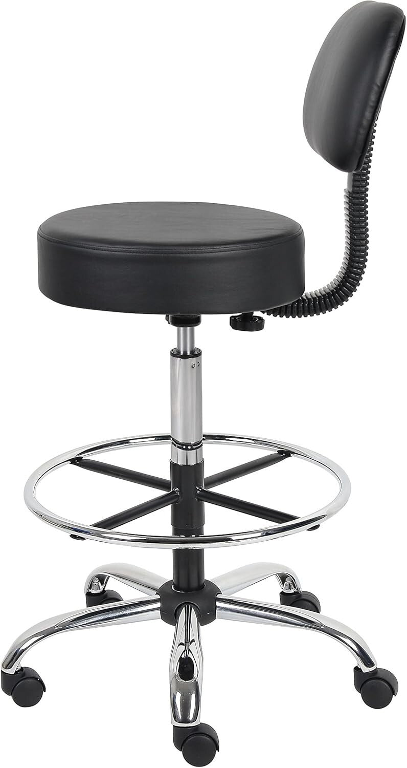 Comfort-Driven Medical Drafting Stool - Adjustable Height & Durable Vinyl Design