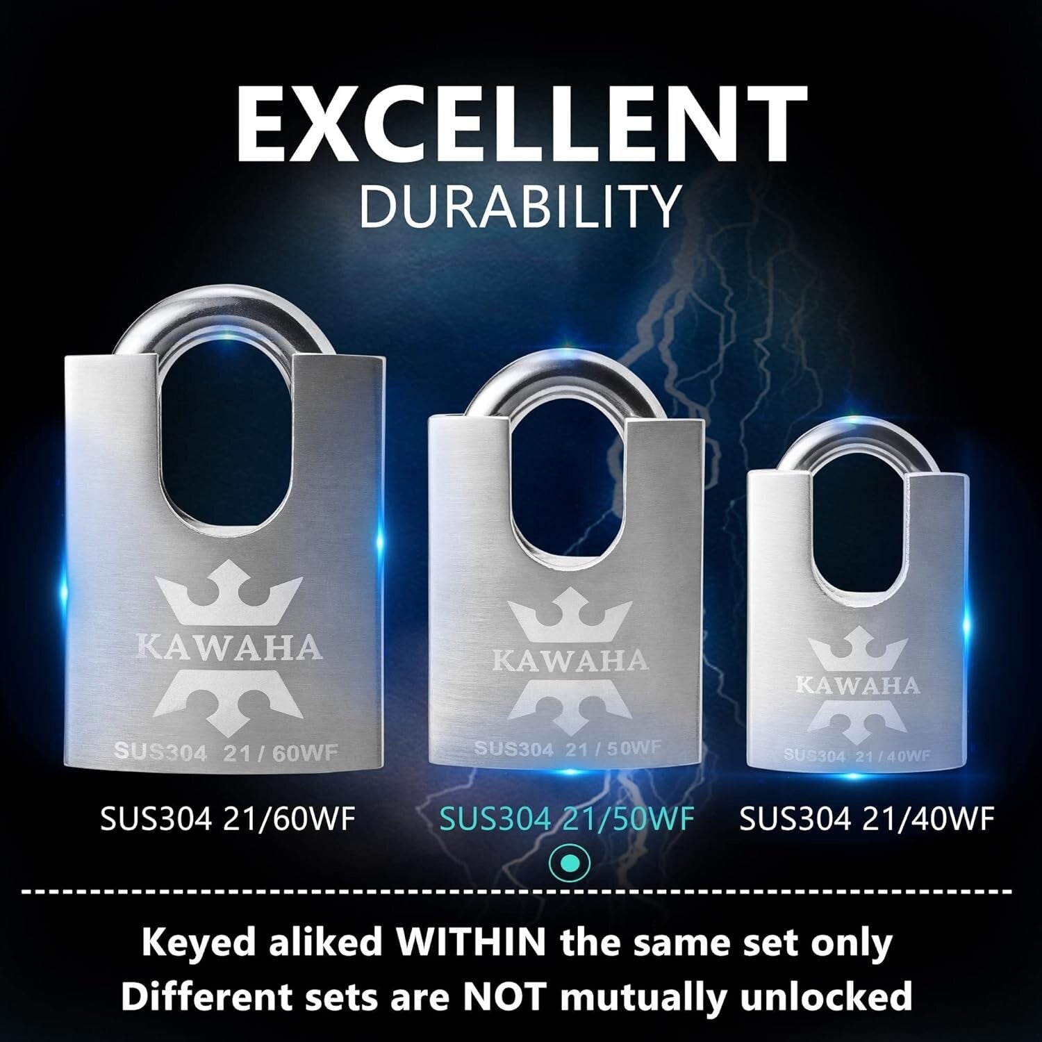 Weatherproof 50mm Heavy Duty Padlock Set - Keyed Alike for Ultimate Security