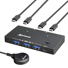 Load image into Gallery viewer, Compact USB 3.2 2 in 4 Out Switch for Dual USB-C Laptops – Includes C-C Cables