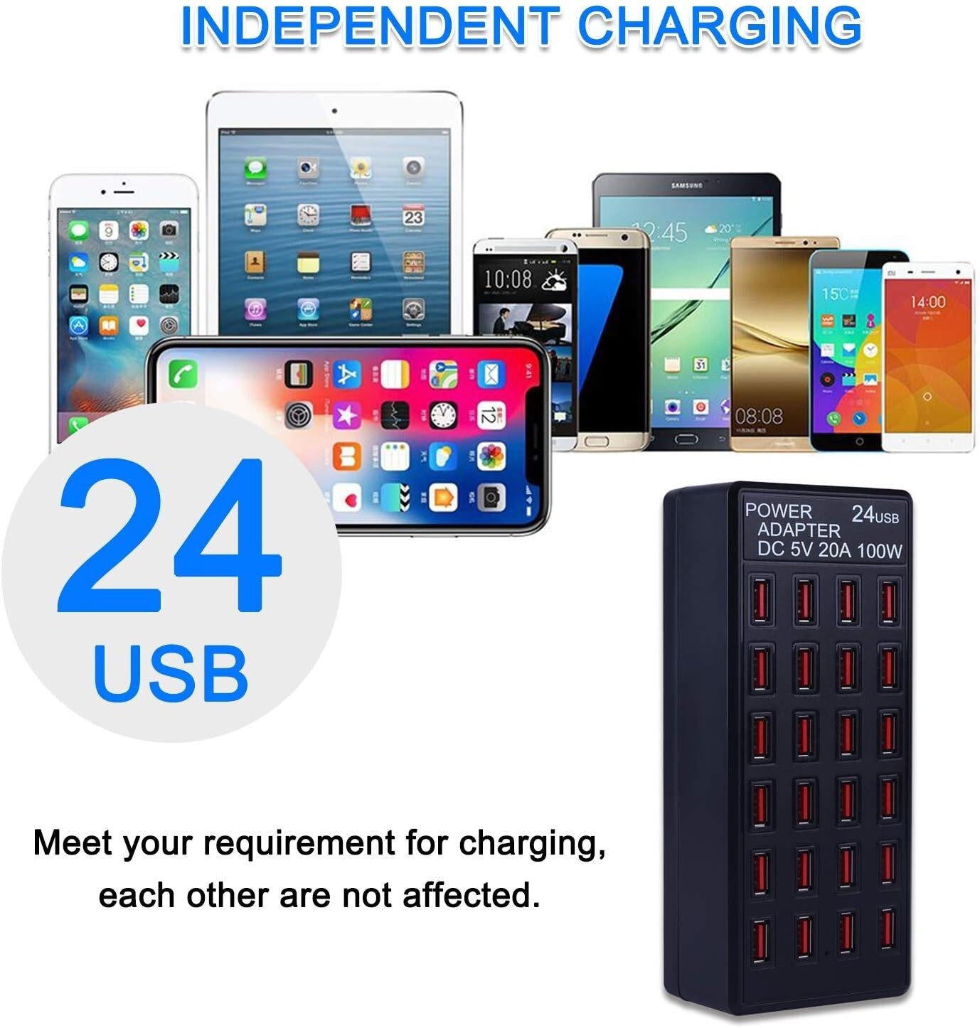 Portable 24-Port USB Fast Charging Station - Safe and Efficient for Travel